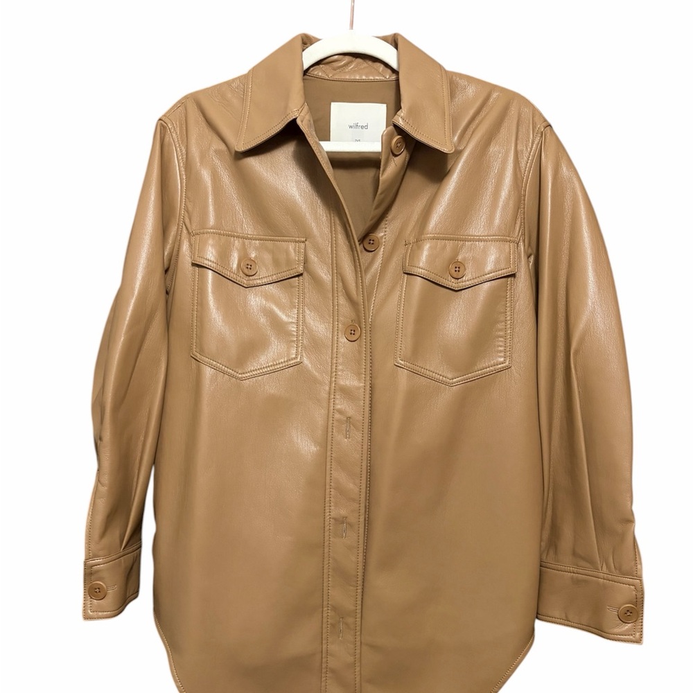 Aritzia Wilfred Camel Leather Jacket